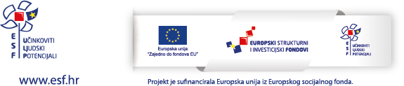 Europska unija — Zajedno do fondova EU; Europski strukturni i investicijski fondovi; Učinkoviti ljudski potencijali. Projekt je sufinancirala Europska unija iz Europskog socijalnog fonda.