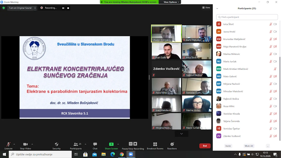 Prikaz online usavršavanja nastavnika o obnovljivim izvorima energije, prosinac 2020.